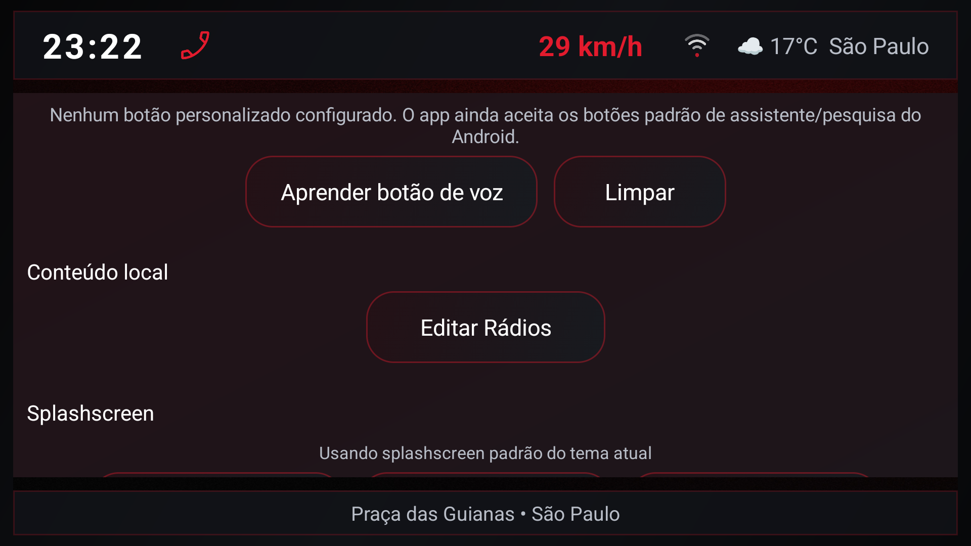 Tela Configurações do App do MotionDash